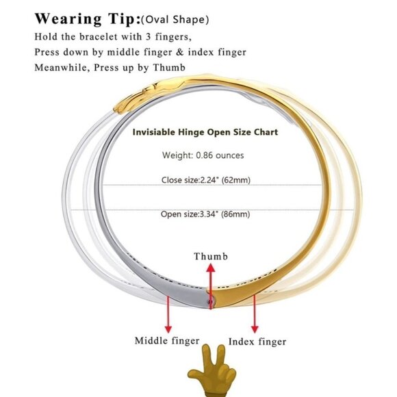 Engraved Hug Two-Tone Bracelet with Hinged Opening - Picture 3 of 12